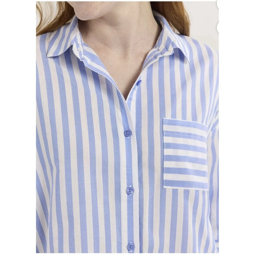 Joyspun Woven Pajama Set – Women's Notch Collar Top &‎ Boxer Shorts - 3XL - NWT